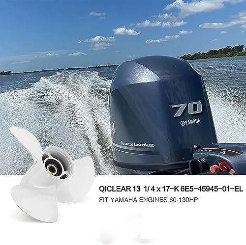 Image of OEM Upgrade Aluminum Outboard Moto Boat Propeller fit Yamaha Engines 60-115 HP, 13.25x17p,13.5x15p,13x19p,13x17p-4B 15 Spline Tooth