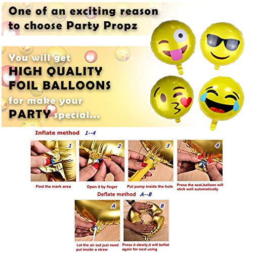Image of Party Propz Smiley Balloons For Birthday Decoration- Pack Of 38 Pcs,Smiley Birthday Theme For Kids Emoji Theme Birthday Decoration Kit Happy Birthday Banner(Cardstock)Birthday Decoration Items,Yellow