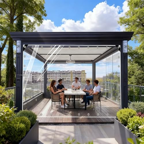 JHIAADEY PVC �J�悯�V�[�g,�����Ȗh���V�[�g,�����J�o�[ ���J���Q�΍�,�h���h�� ���O�̉J�悯,�����r�j�[���J�[�e���h���J�o�[,�p�e�B�I�A�|�[�`�A���O�X�y�[�X�ɓK���Ă��܂�(4*4M/13*13FT)