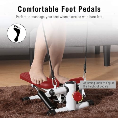 Image of TAITHI Mini Stepper Exercise Machine, Steppers with Resistance Bands, Step Machine Exerciser for Home, Up-Down Stepper with LCD Monitor, Space Saving, Non-Slip Pedal, Legs Arms and Full Body Training