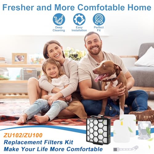 Image of ZU102 ZU100 Replacement Filter & Odor Neutralizer Cartridges Set | For Shark ZU100 ZU102 Rotator Pet Upright Vacuum, 2 Filters + 2 Foam & Filters + 2 Odor Cartridges + 1 Cleaning Brush