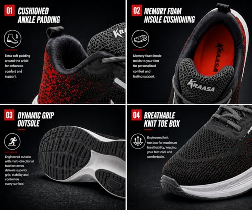 Image of Kraasa Men's Running Shoes | Breathable Mesh Upper | Lightweight Phylon Sole | Cushioned EVA Insole | Comfortable Sports & Casual Sneakers for Gym, Walking & Daily Use