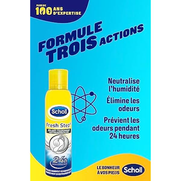 Scholl Spray Fresh Step - Дезодорант для обуви - Очищающий и антиперспирант - Нейтрализует неприятный запах и уменьшает влажность - Работает 24 часа - Подходит для всех типов обуви - 150 мл