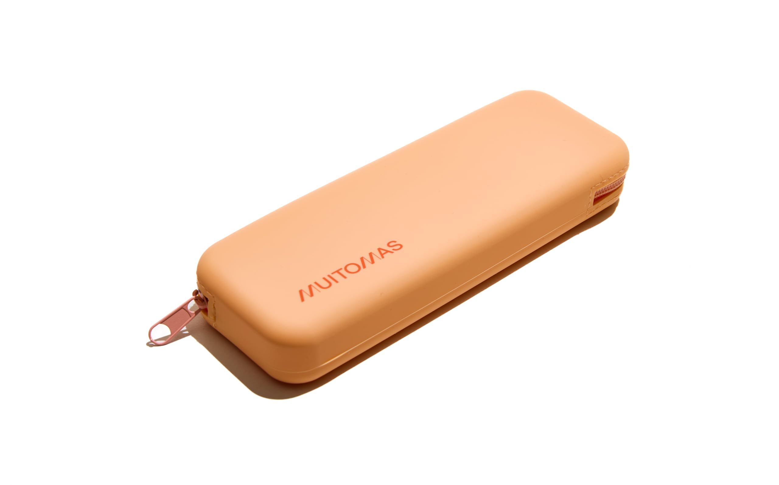 Muitomas, Soft Touch Silicone Pencil Case, Soft Pen Holder with Zip Closure, Compact Size 19 x 7.5 cm, Peach Fuzz