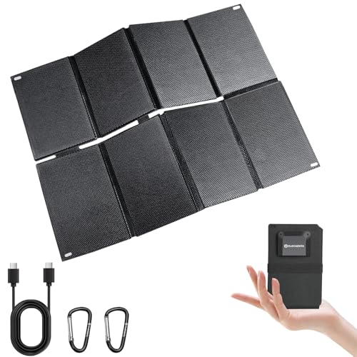 ELECAENTA 25W HPBC Solar Panel, 25.4% Conversion, Only 0.9 lbs, Pocket Size Ultra Light, USB C & USB A Fast Charging, Portable Solar Charger for Cellphones, Camping, Hiking, Backpacking