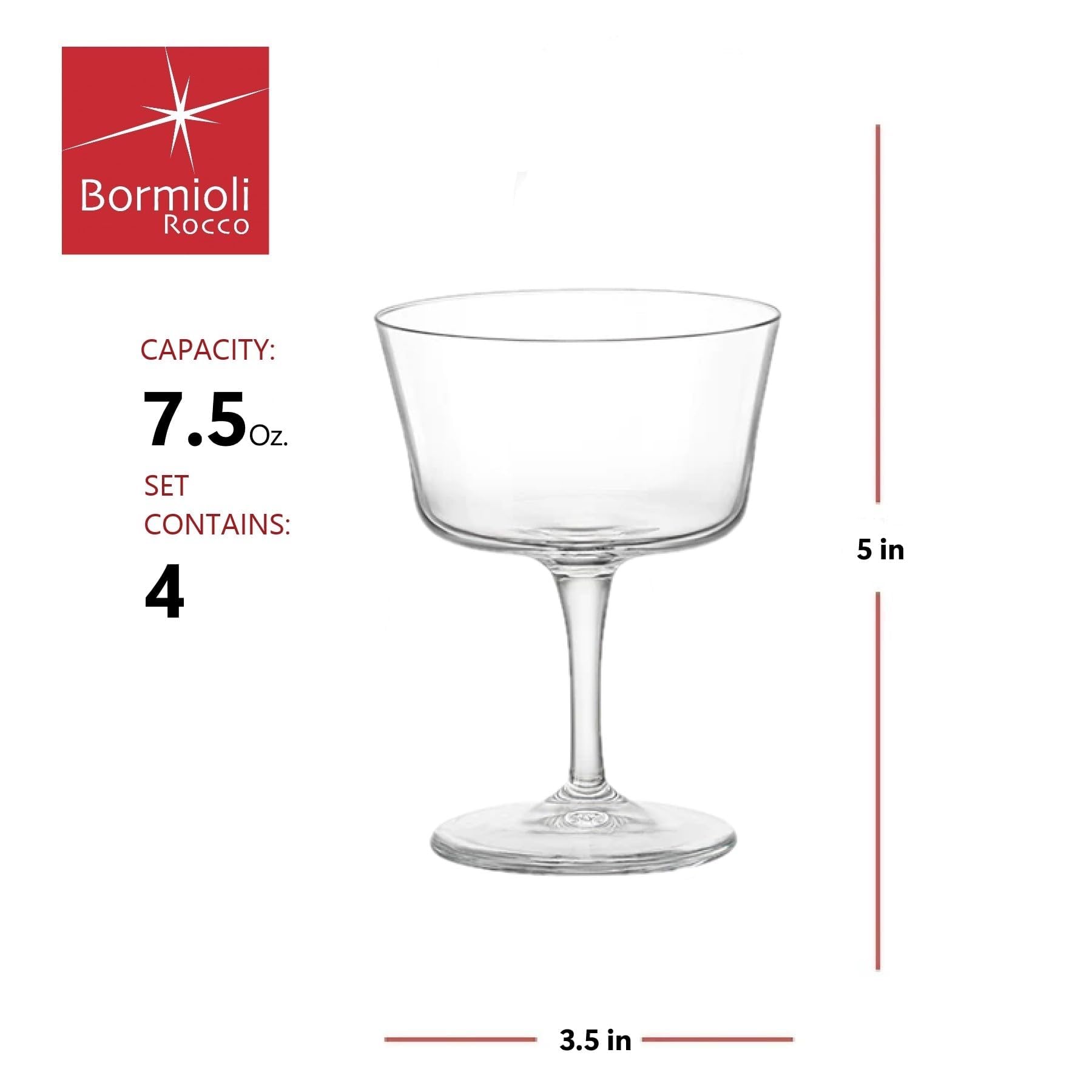 Bormioli Rocco 122114GRS021990 Bartender Novecento Fizz Cocktailglas, 213 ml, Glas, Transparent