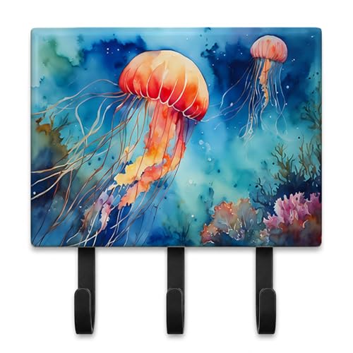 Caroline's Treasures Jellyfish Decorative Ceramic Triple Wall Hook