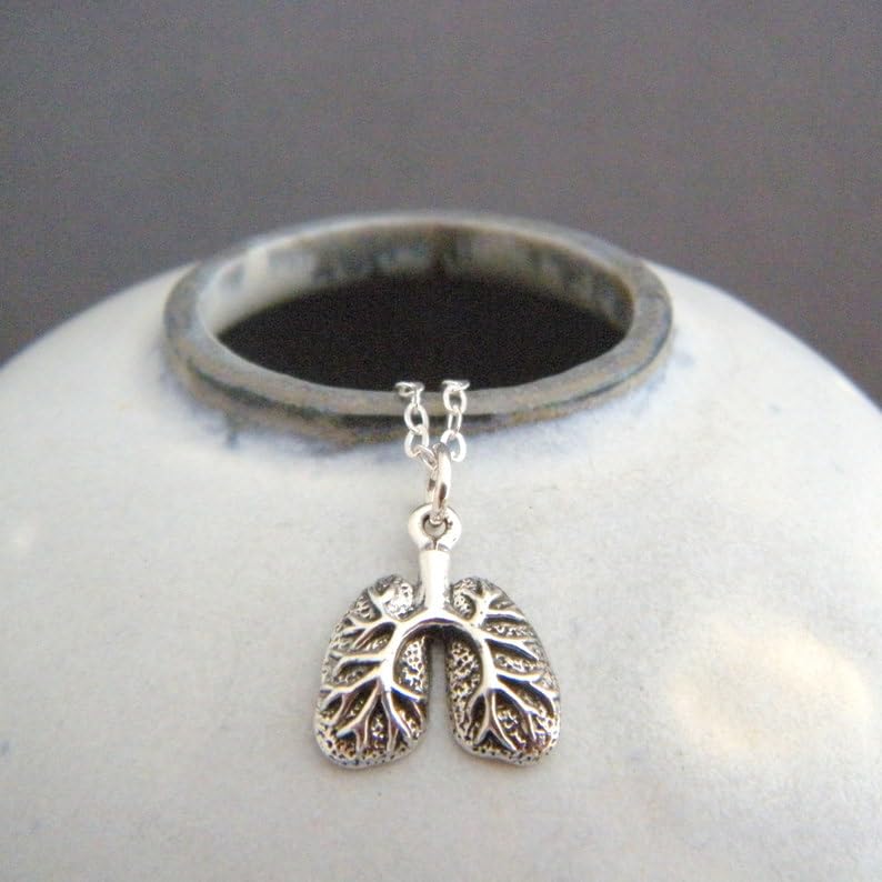 Collana a forma di polmoni anatomici in argento sterling 925 |WW_NLC_02674
