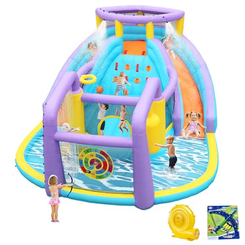 Anypool 8 in 1 Inflatable Water Slide Bouncy House with