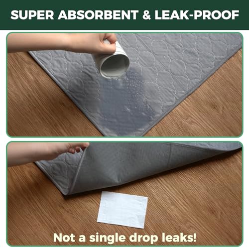 Image of FXW Washable Pee Pads for Dogs, Leak-Proof & Non-Slip, Specifically Designed for Potty Training, 35 inch Square, Gray, 4 Packs