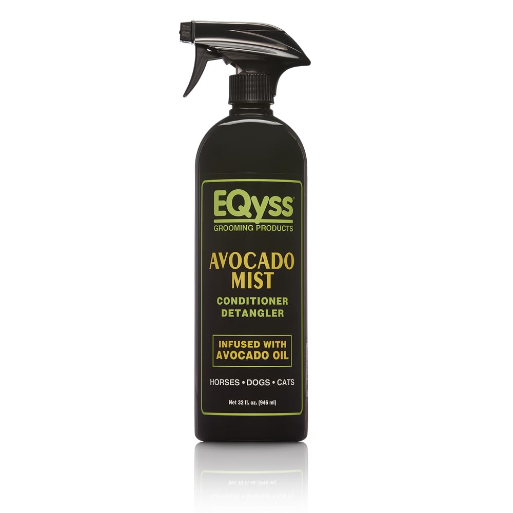 EQyss Avocado Mist Equine Coat Conditioning Spray - Horse Detangler, Reduces Breakage, Enhances Shine, Repels Dust & Dirt, Anti-Static (128 oz)