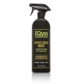 EQyss Avocado Mist Equine Coat Conditioning Spray - Horse Detangler, Reduces Breakage, Enhances Shine, Repels Dust & Dirt, Anti-Static 32 oz