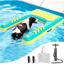 Inflatable Dog Boat Ramp, 60"x 40" Extra Large Dog Ramp Pool Float, Non-Slip EVA Dog Dock Inflatable Water Platform for Lakes, Pool, Boat, Support up to 240 lbs
