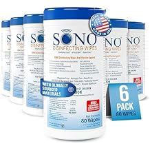 SONO Disinfecting Wipes - Alcohol-Free, No Bleach, Medical-Grade I Multi-Surface Cleaning for Home, School, Office I Gentle on Electronic Devices I Everyday Use I 480 CT Canister of 6