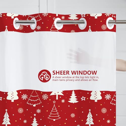 Rideau de douche de Noël sans crochet avec doublure à clipser