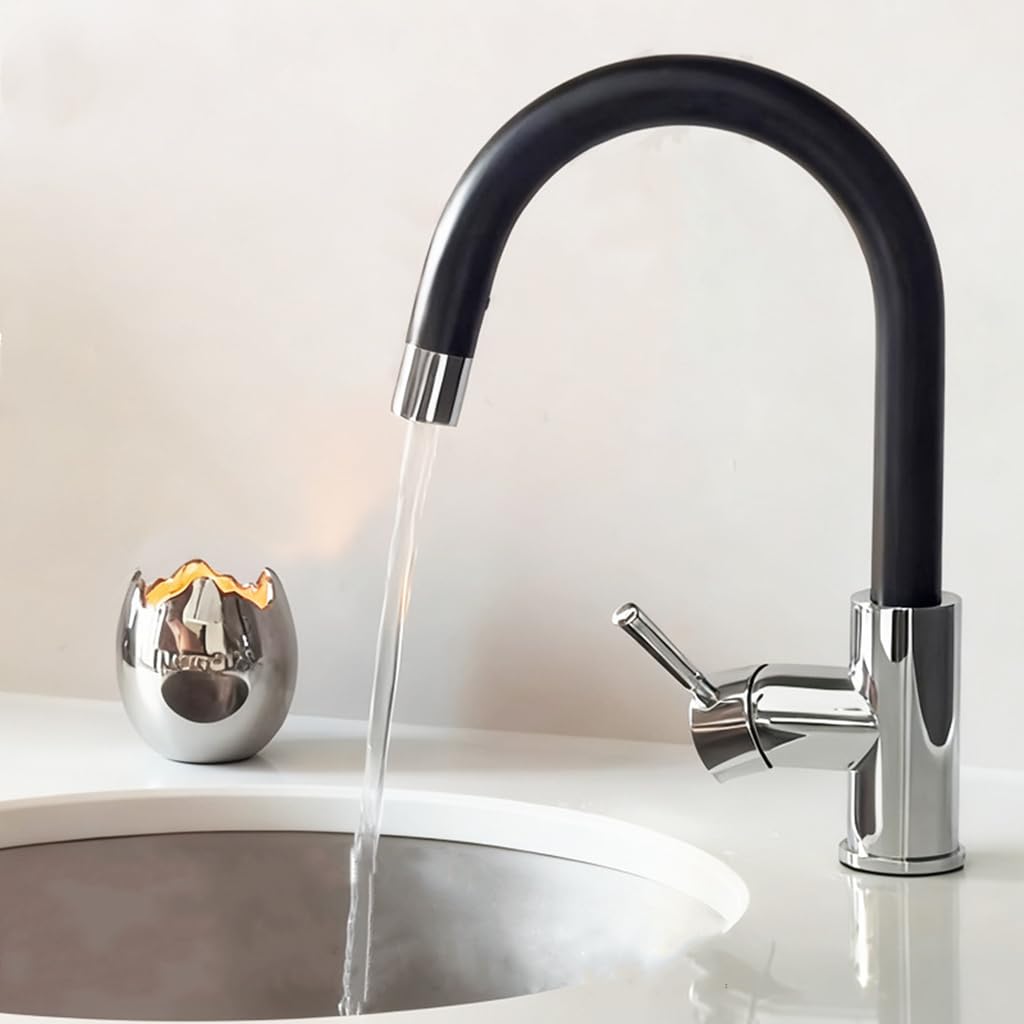 Robinet de Cuisine avec Douchette Extractible Mitigeur Cuisine Acier Inoxydable 2 Modes de Pulvérisation Robinetterie Evier de Cuisine Pivotant à 360°,Noir
