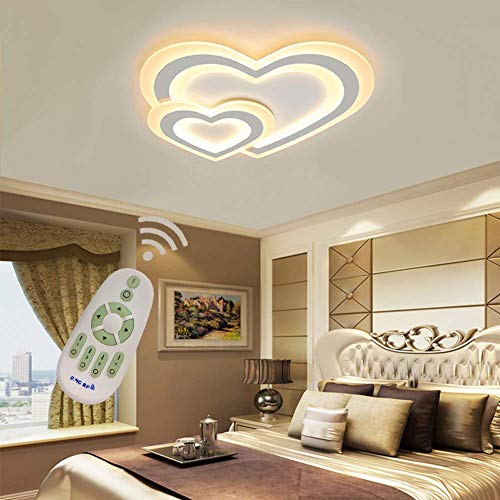 Preisvergleich Produktbild YSNJG Moderne Decke Led Acryl-Herz formte mit Fernbedienung dimmen Kinderzimmer Deckenleuchte Schlafzimmer Küche Badezimmer Flur Licht L50 * W48cm Weiß