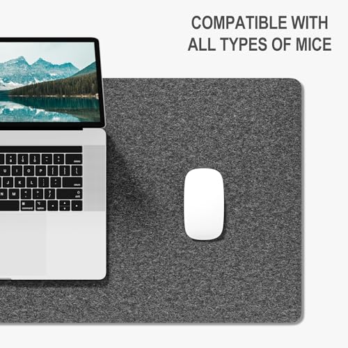 Image of Auhoahsil Felt Desk Mat, Minimalist Large Mouse Pad XXL 35.5 x 15.7 in, Desk Matt for Desktop, Keyboard, Laptop, Computer, Office, Work from Home, Gaming, Gray
