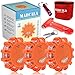 Marcala LED Road Flares Emergency Lights | 3-Pack Roadside Safety Disc Kit w/Whistle | DOT Compliant Emergency Flares for Car w/Batteries installed