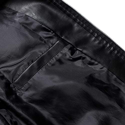 Image of WULFUL Men's Stand Collar Leather Jacket Motorcycle Lightweight Faux Leather Outwear