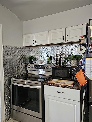 Homeymosaic 10-Sheets Backsplash Metal Tile Peel And Stick On Kitchen Bathroom Fireplace Windmill Glass In Brushed Silver #TOP1