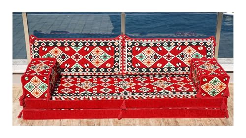 DkyyLau 4 - inch Thick Arabian Floor Sofa, Cover, Mattress, Living Room, Turkish Carpet, Bed, Children's Furniture. for Living Rooms, bedrooms, Children's .（Best Foam Set）