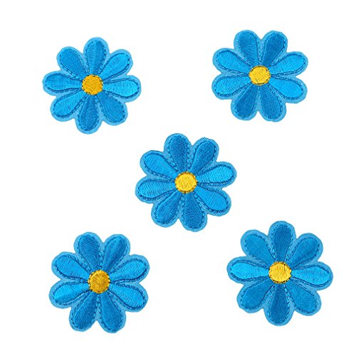 CanVivi Lots d’écussons/de patchs thermocollants en forme de fleur bleu Cover