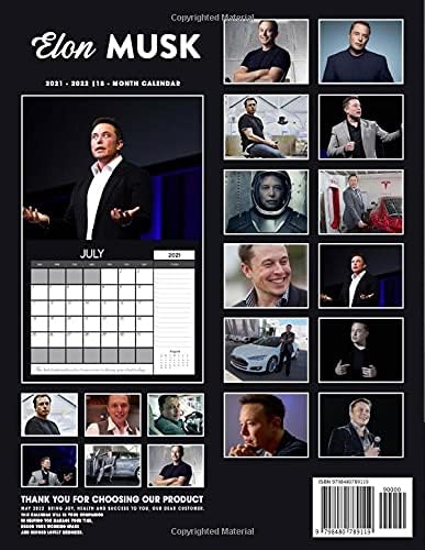 Elon Calendar 2022 Elon Musk Calendar 2022: Elon Musk 2022 Planner With Monthly Tabs And Notes  Section, Elon Musk Monthly Square Calendar With 18 Exclusive Photos: Asher,  Barnaby: 9798480789119: Amazon.com: Books