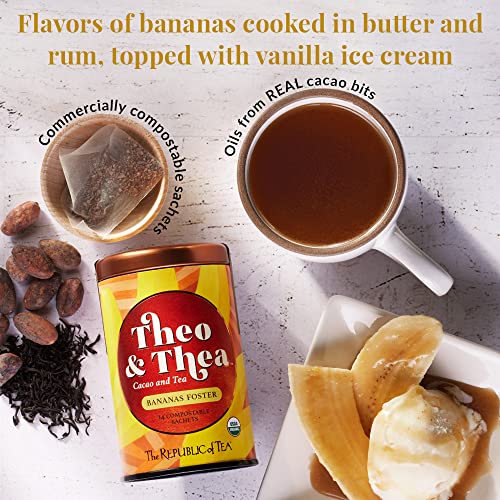 The Republic Of Tea - Theo And Thea Bananas Foster Full-Leaf Black Tea, 14 Pyramid Sachets, Low Caffeine #TOP1