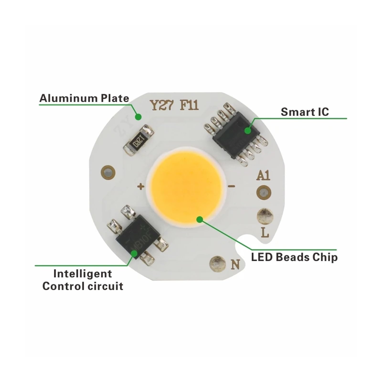 10 piezas/lote 3W 5W 7W 9W LED COB Chip Lámpara 220V IC inteligente No necesita controlador Bombilla LED for reflector Iluminación blanca fría/cálida(Cold White,220V_7W)