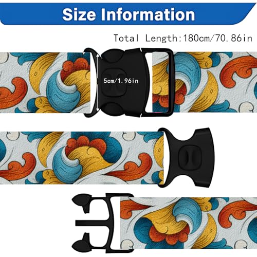 Image of 2 Pack Luggage Straps for Suitcases, Adjustable Travel Belt with Buckle, 2 inch Wide Heavy Duty Suitcase Straps for Summer Vacations, Graduation Trips, Colorful Wave Pattern Accessories, Multi