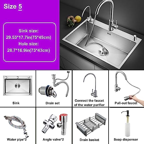 Évier de cuisine en acier inoxydable 68x45cm avec robinet complet - 7