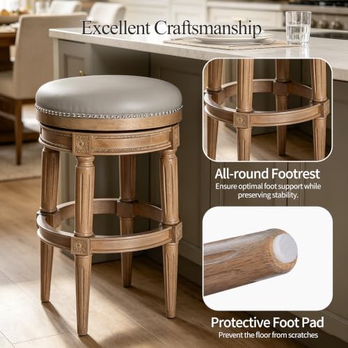 Image of DUHOME Swivel Bar Stools Set of 2, Stools with Removable Replaceable Legs
