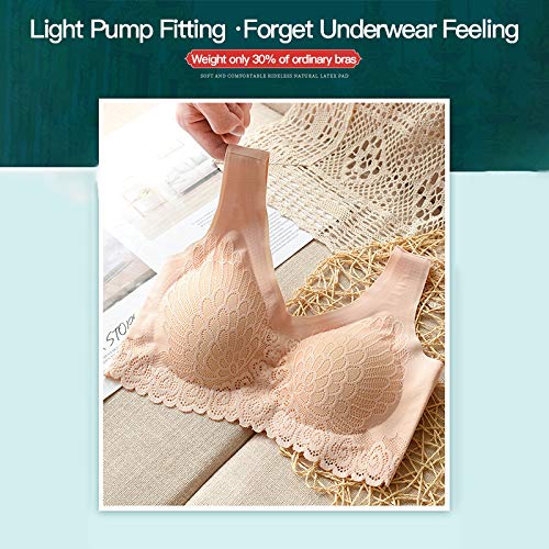 Sutiã feminino, sutiã confortável sem fio, roupa íntima respirável, sutiã de cobertura total, rosa,