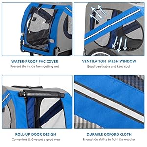  PEXMOR-Dog-Bike-TrailerDog-Trailer-Pet-Cart-for-Bicycle-wUniversal-Hitch-Folding-Bike-Wagon-Cargo-Carrier-for-Dog-wQuick-Release-20-Wheels-3-Entrances
