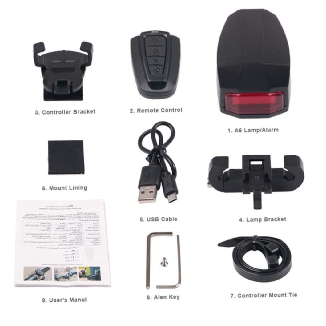 Luz trasera para bicicleta, recargable por USB, impermeable, luz trasera de advertencia