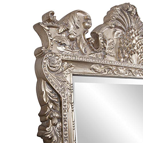 Howard Elliott Marquette Antique Oversized , Leaning Wall Ornate Mirror, Full Length, Silver Leaf, 49" X 84" X 3" #TOP4