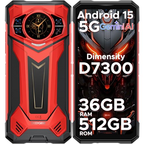 DOOGEE S200 Plus 5G Rugged Phone with Gemini AI,4nm D7300 CPU,36(16+20) GB+512GB Android 15 Rugged Cell Phone with 1.32" Amoled Screen,10100mAh/33W,100MP Camera Rugged Smartphone,6.72" FHD/1