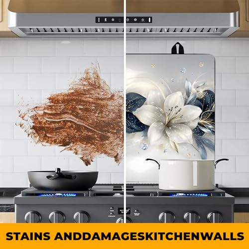 Image of Stove Top Cover Retro Flower Gas Stove Top Cover for Home Decoration Kitchen Pad Non-Stick Washable Cooktop Covers Countertop Protector Keep Stove Clean 28 inchx20 inch (Flower)