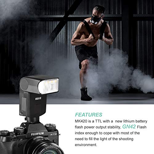 Meike Mk420F Ttl Li-Ion Battery Camera Flash Speedlite With Lcd Display For Fujifilm X Mount Cameras Such As X-H1 X-T1 X-T2 X-T3 X-T4 X-T5 X-T10 X-T20 X-T30 X-T100 X-T200 X-Pro3 X-Pro2 X-E1 X-E2 X-E3 #TOP3