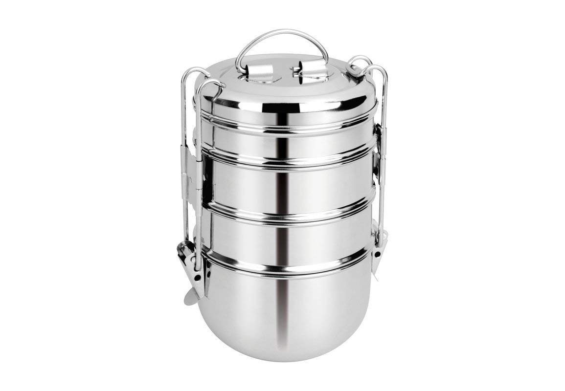 TreegoArt Stainless Steel Clip Carrier Lunch Box With 4 Containers- 2150 ml (Size- 7 x 4)