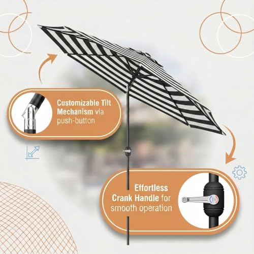 Image of Greesum 9FT Outdoor Patio Umbrella, Table Umbrella for Yard, Market, Heavy-Duty Waterproof Pool Umbrella with 8 Sturdy Ribs, UV Protection for Beach, Deck, Garden, Backyard