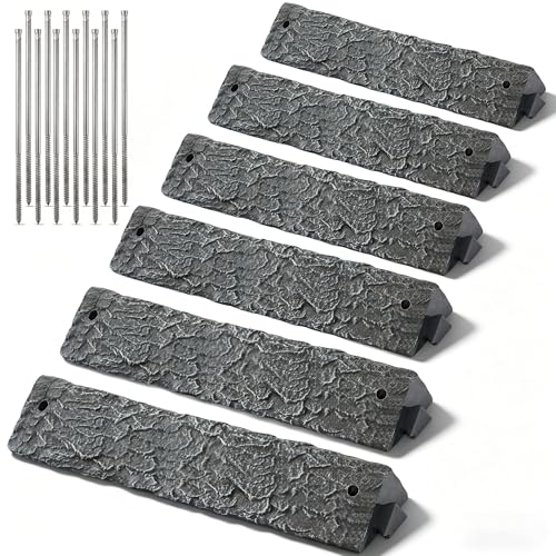HappyAlley 6 Pack DIY Outdoor Stairs Kit Prefab Garden Steps for Hillside Slope No Dig Outdoor Steps with 12 Stakes Slip Resistant Landscape Stairs for Yard Porch Shed Entry (19.54.72.6inch)