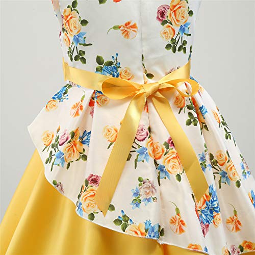 Fairy Elegant Party Pageant Prom Vintage Flower Girl Dress Teens Girls Sleeveless Wedding Bridal Ball Gown Formal Easter Dress Size 4T 5T (Yellow 120) #TOP4