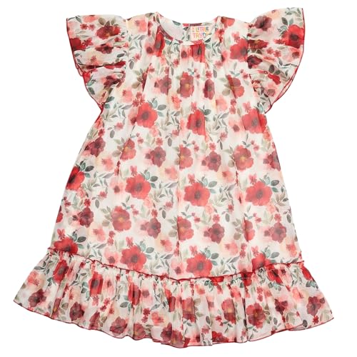Image of Kids Girls Printed Embroidered Fusion Dress | Handmade Crafted Designer Ethnic Wear | 100% Cotton