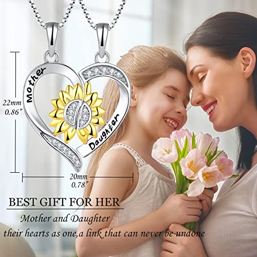 Starchenie Mother Necklace Sterling Silver Sunflower Heart Mother And Daughter Matching Necklace Set For 2 Gifts For Women #TOP4