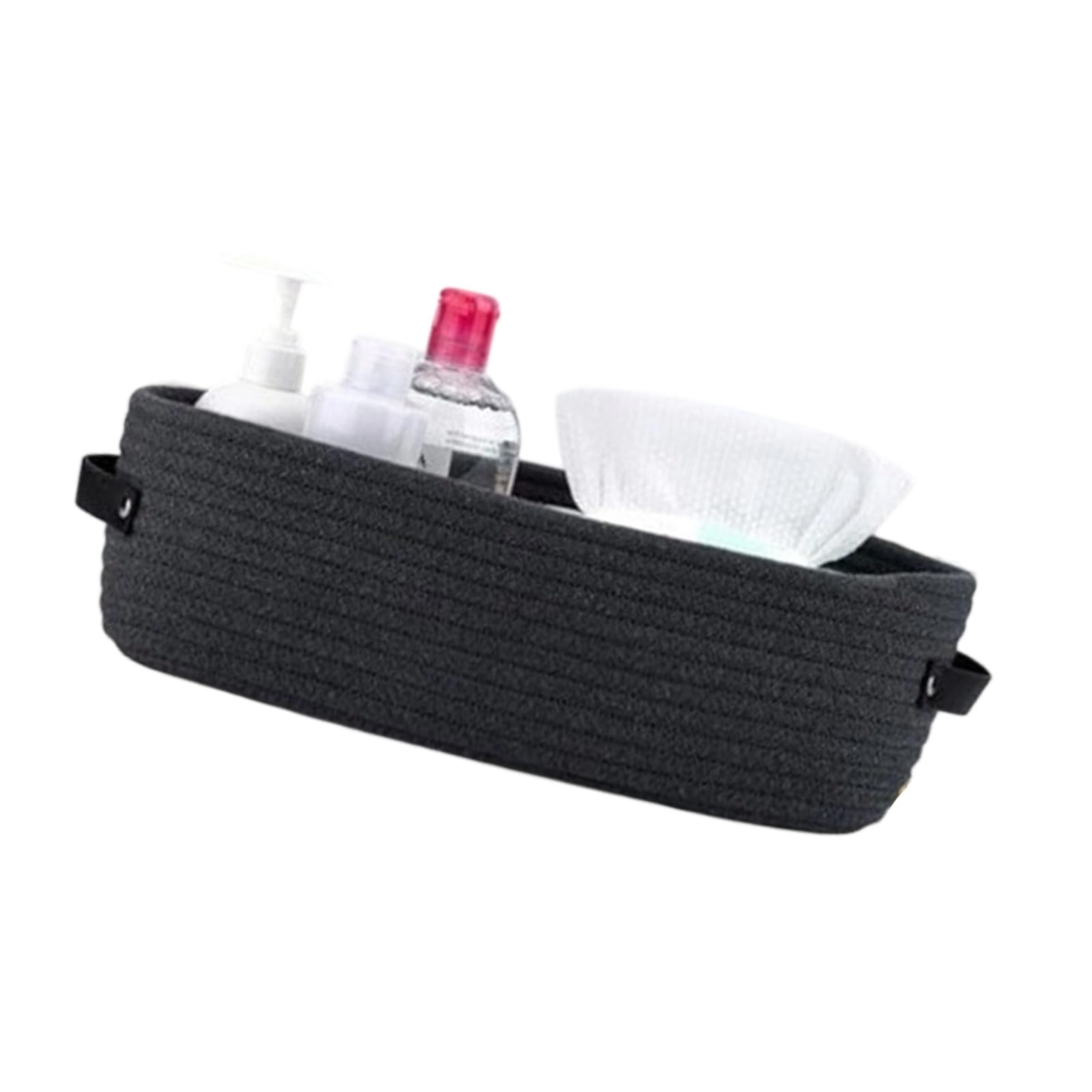 Natural Cotton Rope Oval Storage Basket Featuring Sturdy Leather Handles for Home Use Natural Cotton Rope Storage Bin