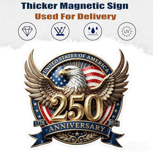 Image of USA 250th Anniversary Commemorative Car Magnet,2pcs American Eagle Magnets,Magnetic Car Decals,Garage Door Stickers Decors, Glow in The Dark Holiday Magnet for Fridge