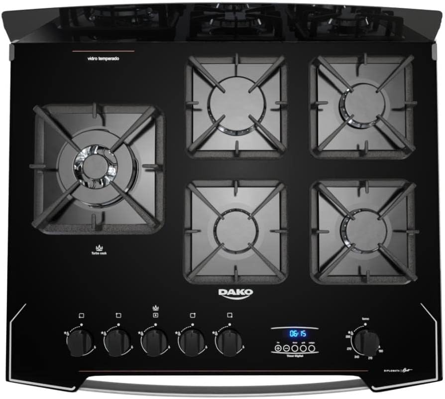 Caiu O Preço Fogão 5 Bocas Preto Com Vidro Espelhado E Timer 4 51Celwpe1Zl. Ac Sl1000