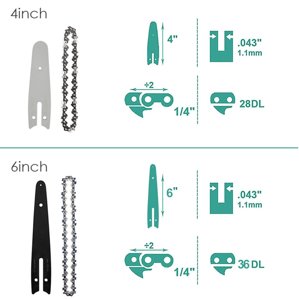 Łańcuch do piły łańcuchowej, Łańcuch piły łańcuchowej 1/4" .043" Półdłuto różne rozmiary Części zamienne do piły łańcuchowej elektrycznej(10inch 40dl 20t)